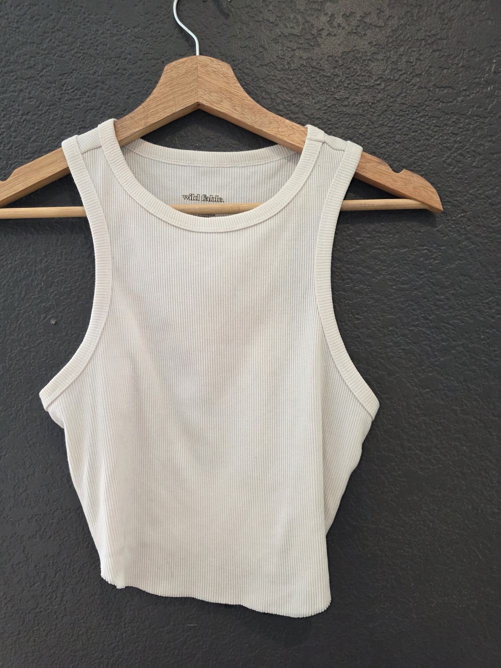 wild fable Cream Ribbed Racer Tank